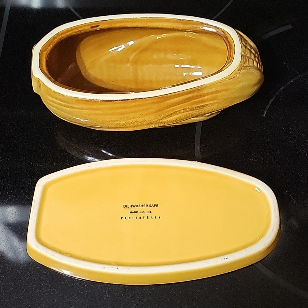 Pottery Barn Indian Corn Lidded Butter Dish